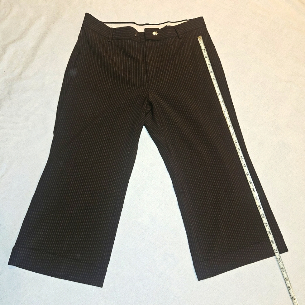 Brown and Cream Pinstripe Gap Capri Slacks